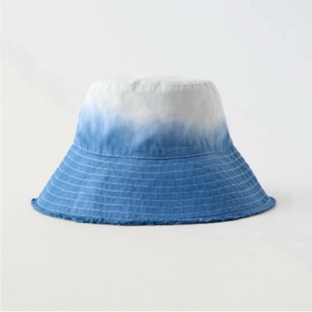 Zara kids, Blue, FRAYED TIE DYE BUCKET HAT, 3-6 years